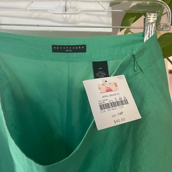 Women's Retro Skirt Apostrophe Green Embroidered Beads  size 14 - Picture 5 of 8